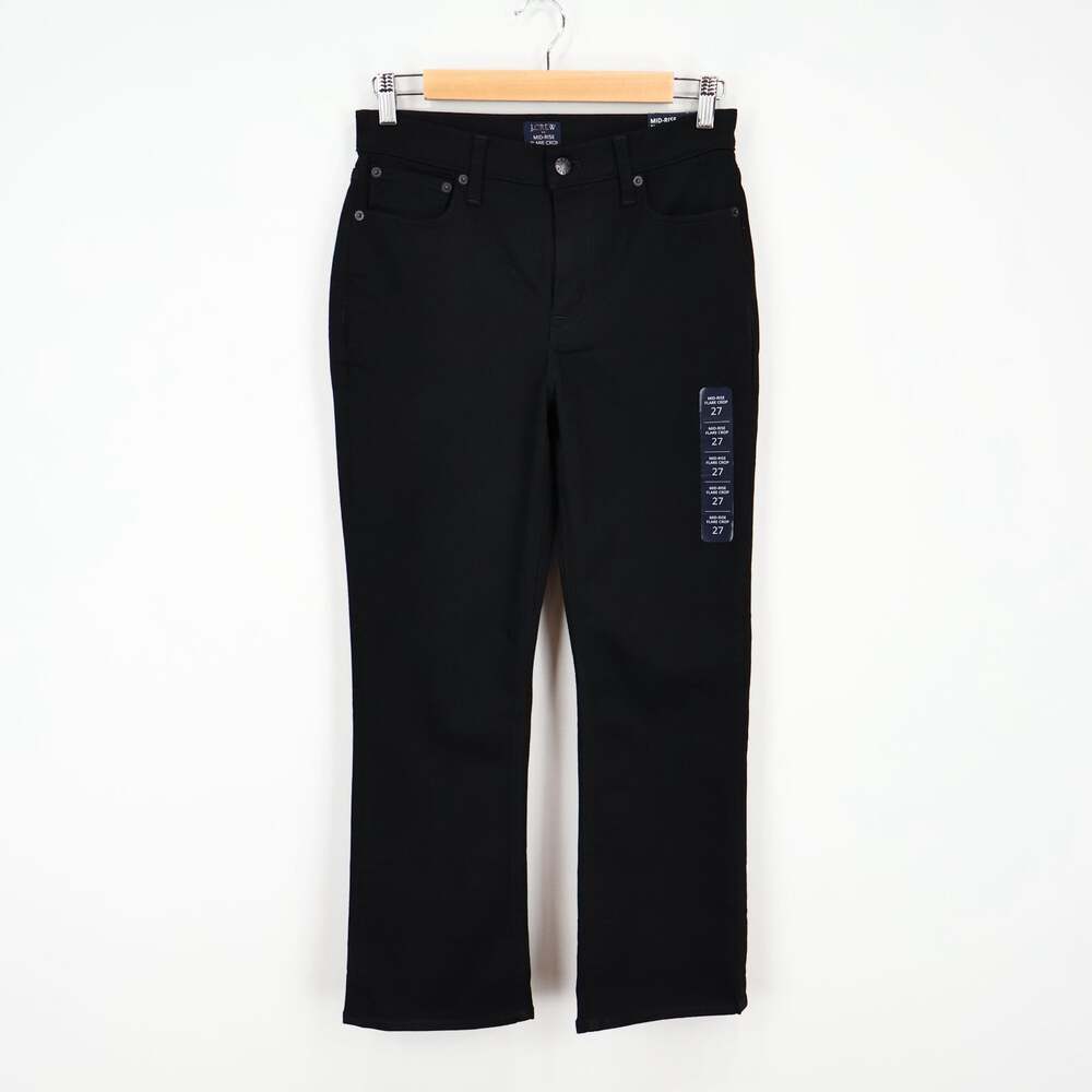 J.Crew Factory Mid Rise Flare Crop All Day Stretch Black Jean Size 27 NWT